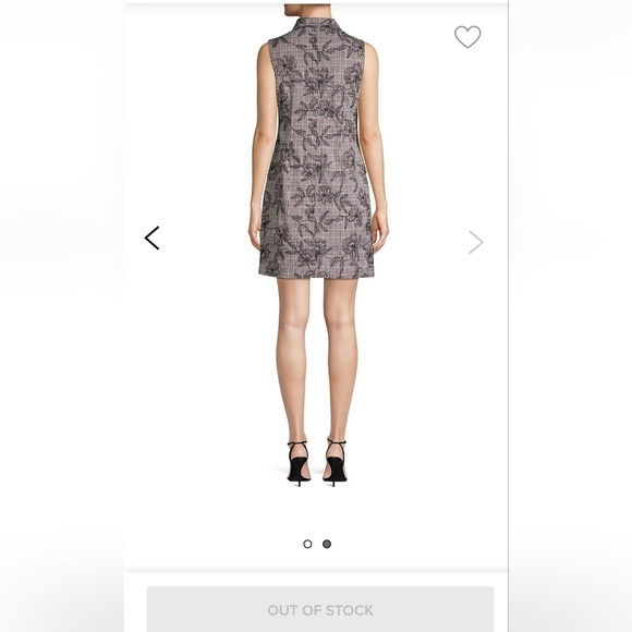 Calvin Klein Grey Casual Plaid Floral Embroidery Coat Dress Sz2 - Picture 3 of 12